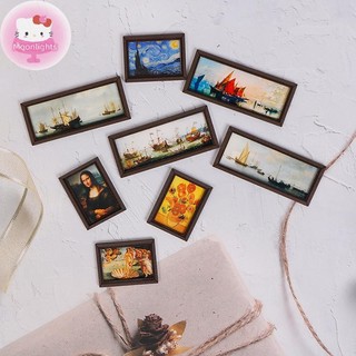 Moonlights Nhà Búp Bê Thu Nhỏ Khung Ảnh Tranh Sơn Dầu Treo Tường Phụ Kiện Nội Thất EN