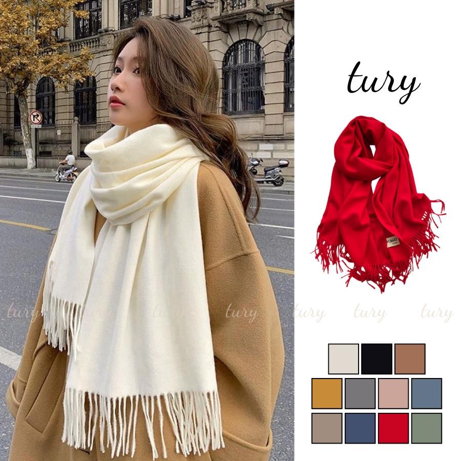 Khăn Quàng Cổ Len Unisex Nam Nữ - Tury - Khăn choàng cổ len cashmere phối tua rua - LN038