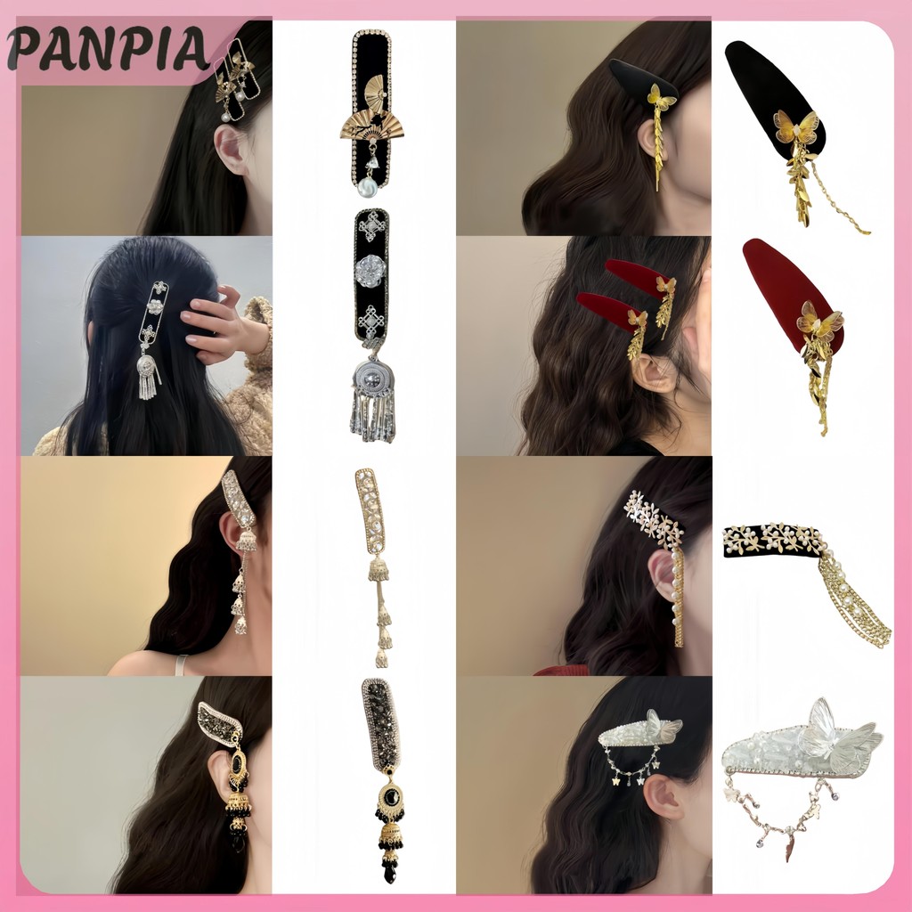 PNPIA- Kẹp Tóc Pha Lê Sang Trọng Thời Trang Vintage Trái Tim Hồng Kim Cương Giả Kẹp Tóc Bạc