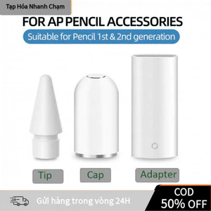 【48H】Nắp Bút Apple Pencil 1 Từ Tính + Bộ Chuyển Lightning & Ngòi Viết – Đầy Đủ Phụ Kiện Thay Thế