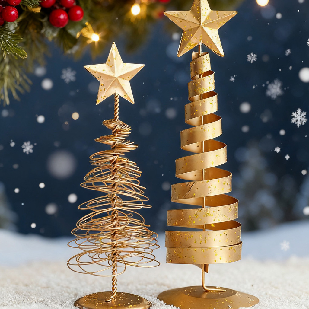 Trang trí cây thông Noel bằng sắt vàng Phong cách cổ điển Bắc Âu, Trang trí chống gỉ có thể gập lại cho bữa tiệc văn phòng tại nhà, 3 kiểu có sẵn Không lắp ráp