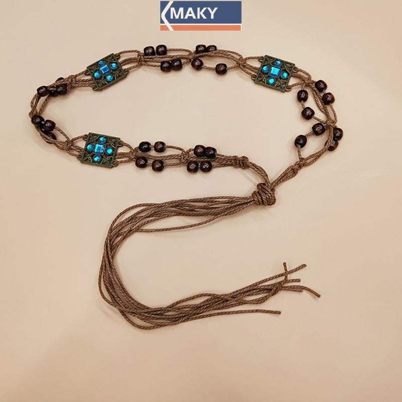 Onetimingcool Phong Cách Bohemian Dệt Nước Phong Cách Dân Tộc Hạt Nữ Thắt Lưng Kỳ Nghỉ Phong Cách Dây Thắt Lưng VN