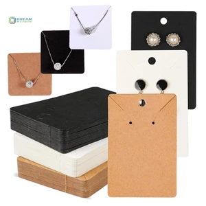 100 cái/gói thẻ trưng bày trang sức giấy kraft tự dán, bao bì bìa cứng, treo bông tai/dây chuyền mới