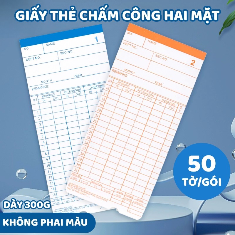 Thẻ Chấm Công Hai Mặt DEXIN F3505/F100BC – Giấy Bìa Cứng Cao Cấp, 100 Tờ/Gói, Dễ Ghi Và Lưu Trữ