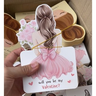 [20/10] Sỉ 20 Thiệp cài chun buộc tóc dễ thương, quà tặng 20/10 ý nghĩa, banner cô gái trang trí hộp quà, gắn bó hoa