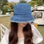 KUZHEN Nồi Mũ Denim Mũ Nữ Ngư Dân Mũ Chống Nắng Che Mặt Đa Năng HOT