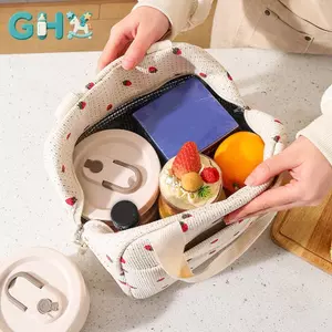 GHX Corduroy Túi Ăn Trưa Cách Nhiệt Hộp Cơm Trưa Bảo Quản Túi Xách Đa Năng Trẻ Em Đi Học Túi Đựng Thực Phẩm Dã Ngoại VN
