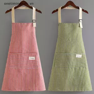 VFZ Tạp Dề Không Tay Thoáng Khí Treo Ne Tạp Dề Nhà Hàng Vải Lanh Cotton Đặc Biệt Vệ Sinh Nhà Bếp Tạp Dề Sọc Dọc OTE