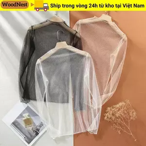 Áo thun WOODNEST, Áo lưới Sheer Nữ xuyên thấu Áo, Áo sơ mi ren dài tay thoải mái dành cho nữ