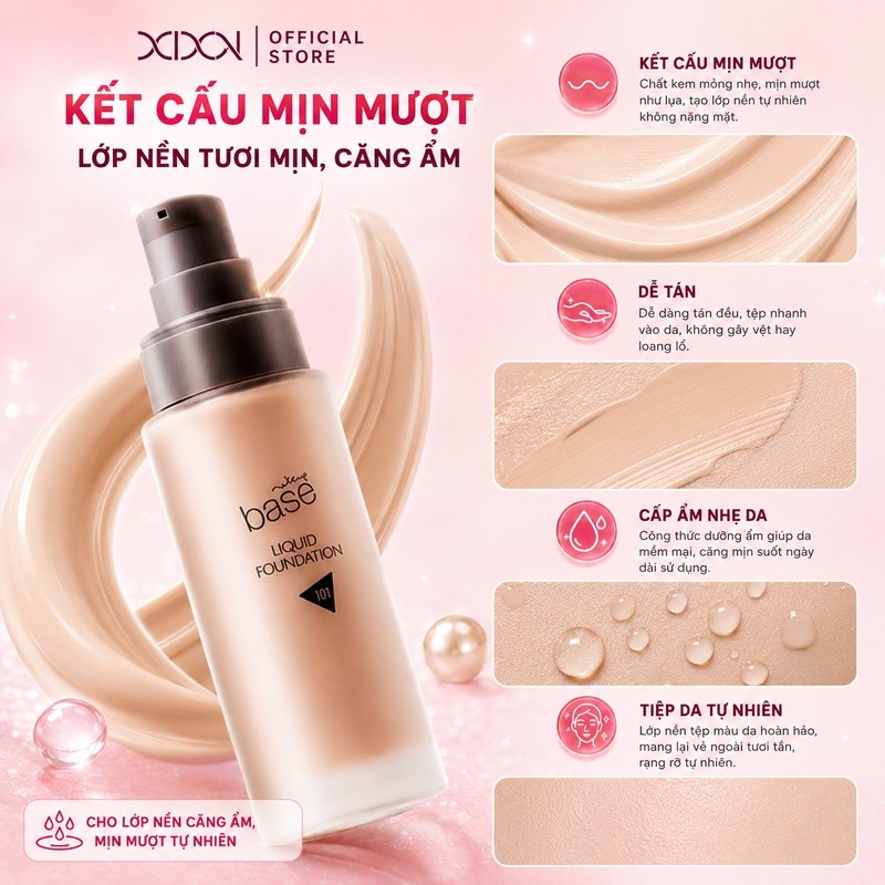 Kem Nền Che Phủ Cao XIXI Mỏng Nhẹ Tự Nhiên, Lâu Trôi 12H, Kiềm Dầu Không Mốc Cho Mọi Loại Da D269