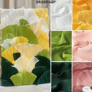 Vải xếp ly BRBRAA, Vải Crepe họa tiết nhăn 150X100cm, Vải thiết kế kết cấu Micro đàn hồi mềm Crepe Vải voan trang trí đám cưới