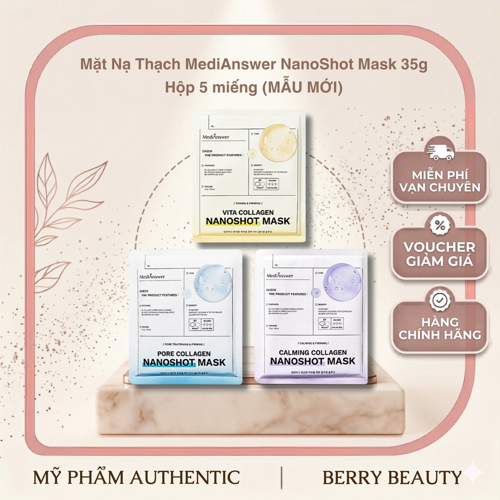 [HÀNG CÔNG TY] Mặt Nạ Thạch Vàng MediAnswer Vita Collagen Mask 35g Hộp 5 Miếng Chống Lão Hóa Dưỡng Trắng