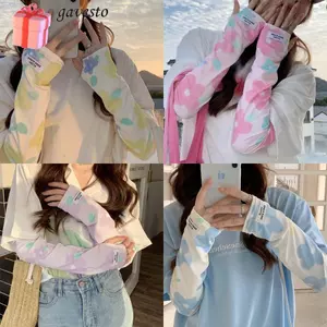 Găng tay dài GAVESTO, Tay áo in hình đàn hồi chống tia cực tím, Tay áo chống nắng bằng lụa băng siêu mỏng thoáng khí