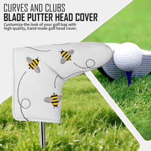 Golf Putter Cover Bee Thêu PUTT Club Cap Cover PU Chống Thấm Nước Đầu Bảo Vệ