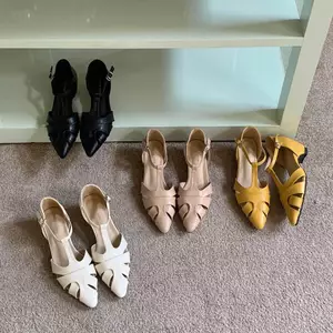 TT Rỗng Sandal Nữ Mùa Hè Bên Trong Tăng Chiều Cao Da Thật Thoải Mái Thoáng Khí Giày La Mã Khóa Phẳng Dây Đeo Giày Đơn
