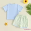 Trang phục mùa hè cho bé trai Áo thêu sinh vật đại dương tay ngắn + Quần Short sọc Bộ 2 chiếc