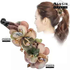 Kẹp chuối FANSIN, Kẹp xoắn phong cách cổ điển thủ công, Kẹp đuôi ngựa chống trượt hoa hồng thanh lịch thời trang dành cho nữ