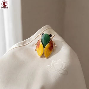 Phong Cách Trung Quốc Men Cicada Trâm Hợp Kim Kẽm Pin Bền Cho Sườn Xám Hanfu