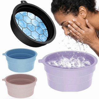 Bát tắm đá mặt OIWLSAX321, Khay đá tích hợp Chậu đá di động bằng silicon, Bát nhúng mặt đa chức năng có thể gập lại cho nữ Cô gái