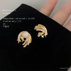 Thiết Kế Ban Đầu Micro-Ind Zircon Bạc Kim 14K Thủy Tinh Opal Tốt Lành Đám Mây Bông Tai Đơn Giản Thanh Lịch Tính Khí Bông Tai