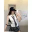 Mùa hè Phiên bản Hàn Quốc Phong cách Preppy Giả hai mảnh Kẻ sọc Khâu cổ áo polo Áo thun không tay Top Nữ