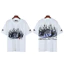 Chất Lượng Cao Retro Rời Thả Vai Nửa Tay Cotton Top Cao Cấp Phía Trước Phía Sau In Cặp Đôi Thường Lửa Hình Bầu Dục In Tay Ngắn