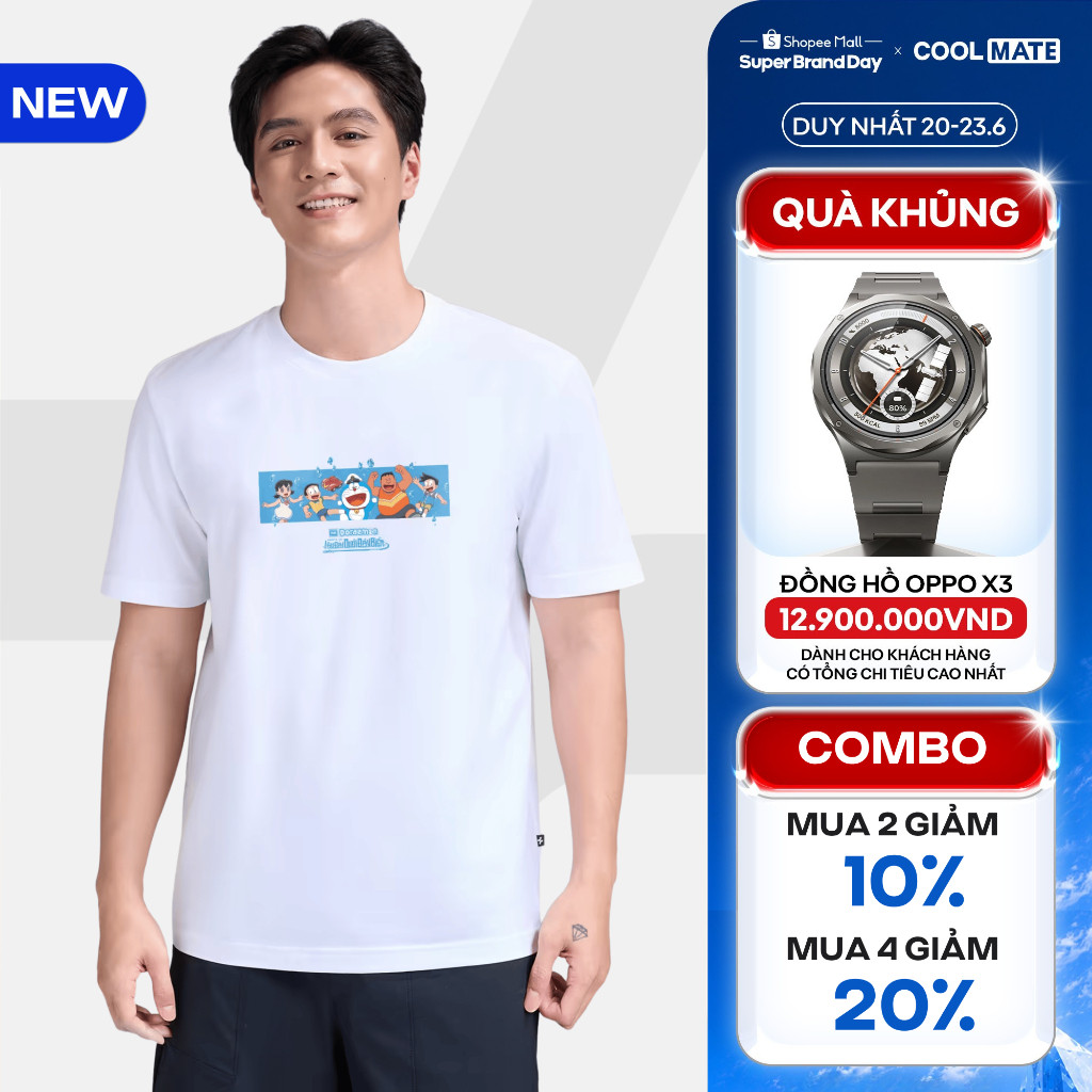 [MUA 4 GIẢM 20%][MỚI - BST DORAEMON]Áo thun Tshirt nam nữ Regular Fit 100% Cotton 180gsm IN Doraemon - Coolmate