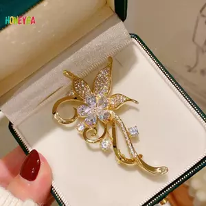 < Honeyba > Trâm cài hoa kim cương giả thời trang dành cho nữ Quần áo Áo khoác Phụ kiện trang sức Quà tặng Đẹp