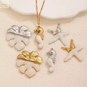 Mặt dây chuyền quyến rũ sao biển AWNGD, Vòng cổ mặt dây chuyền bãi biển theo chủ đề đại dương, Charm Craft Handmade Kích thước lớn bằng thép không gỉ Conch Charm Mặt dây chuyền để làm đồ trang sức