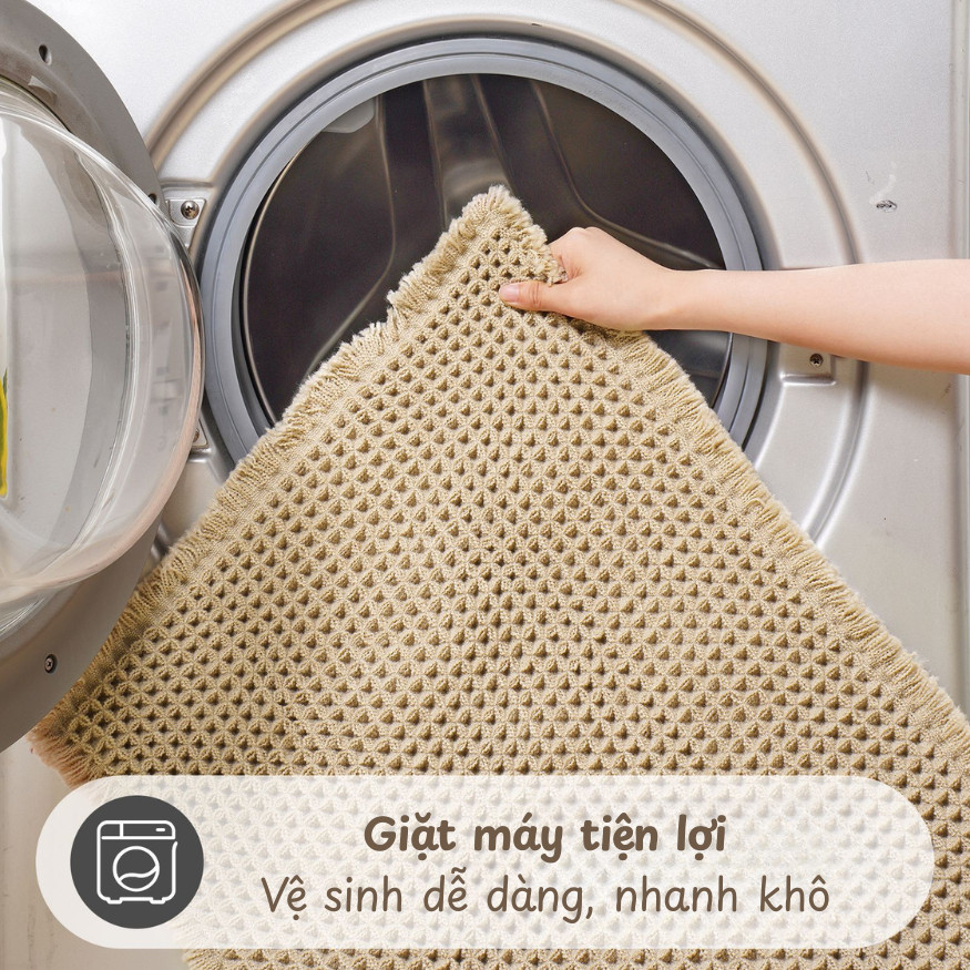 Thảm Lau Chân Vải Dệt Tổ Ong Thấm Hút Nước Cao Cấp HOMIE, Thảm Chùi Chân Nhà Tắm Mềm Mại Chống Trượt