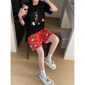 Hàn Quốc Dễ Thương Nhện Mèo In Pyjama Quần Short Nữ Mùa Hè Rời Homewear Đồ Ngủ Đáy