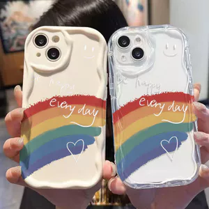 Ốp Lưng Samsung Galaxy A07 A06 A05 A04 A17 A16 A15 A14 A13 A25 A23 A22 A35 A33 A32 A31 A56 A55 A53 A52 A51 A50 A71 Kem gợn Sóng Cong Edge Motif Nhiều Màu Sắc Cầu Vồng NYK470
