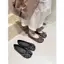 TT Ba Lê Chấm Bi Chia Ngón Chân Giày Nữ Slip-On Nơ Phẳng Xuân Hè Phong Cách Mới Satin Giày Móng Ngựa