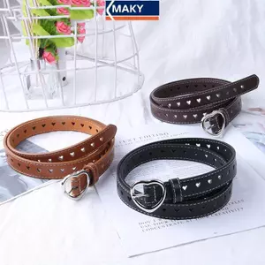 MAKY Thắt Lưng Nữ Rỗng Ra Trái Tim Bule Đơn Giản Và Đa Năng Hợp Thời Trang Và Quần Kim Bule Da Vintage Thắt Lưng VN
