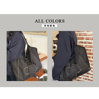 Denim Đi Lại Nách Retro Túi Tote Dung Tích Hàn Quốc Lớn