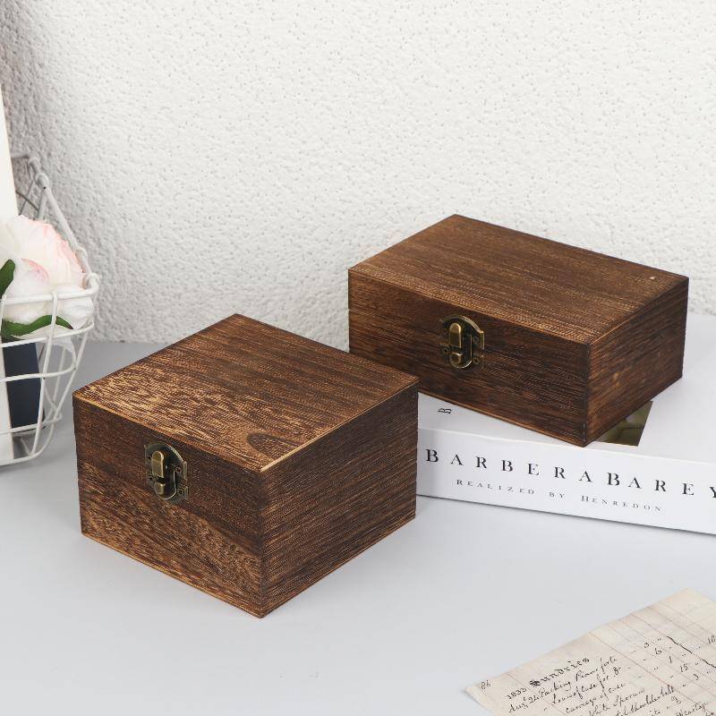 GOAY Hộp Gỗ Lấy Cảm Hứng Vintage Có Nắp Vuông Bản Lề Trang Sức Thủ Công Hộp Bảo Quản Trang Trí Nhà Cửa DIY Làm Tay Ngày Của Mẹ VN