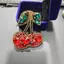 KUZHEN Đỏ Handmade Đính Hạt Kim Cương Giả Anh Đào Miếng Dán Trái Tim Cho Túi Quần Áo DIY Trang Trí Đính Phụ Kiện HOT