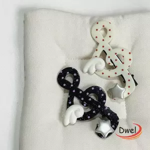 Kẹp tóc DWEL Music Note, Kẹp tóc âm nhạc phong cách Hàn Quốc Acrylic, Chấm bi thời trang Hình dạng ngọt ngào Chống trượt Star Wing Clip Quà tặng sáng tạo