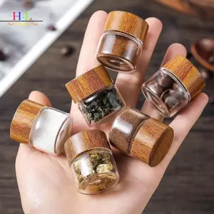 HL Cà Phê Đậu Ống Thủy Tinh Với Dụng Cụ Gỗ Ống Đóng Chai Bảo Quản Ngũ Cốc Bằng Gỗ Kín Kín Kín Hộp LMWU