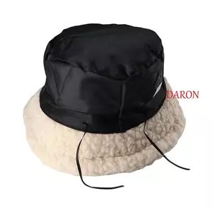 DARON Lambwool Xô Mũ Có Thể Điều Chỉnh Có Thể Gập Lại Chống Nắng Cừu Sang Trọng Thu Đông Cho Nữ Mũ Phong Cách Hàn Quốc