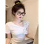 Áo thun ngắn tay kiểu dáng rộng không đều phong cách Hàn Quốc dành cho nữ Thiết kế mùa hè Niche Hot Girl Slanted Vai Top