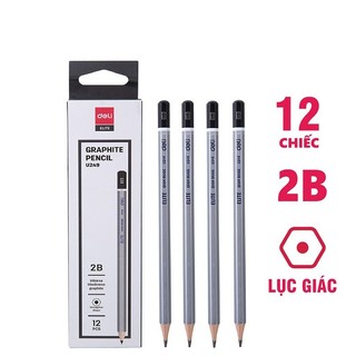 (Hộp 12 Cây) Bút Chì 2B Cao Cấp Lục Giác Deli U248 / U249 - Định Hình Tay Cầm, Định Vị