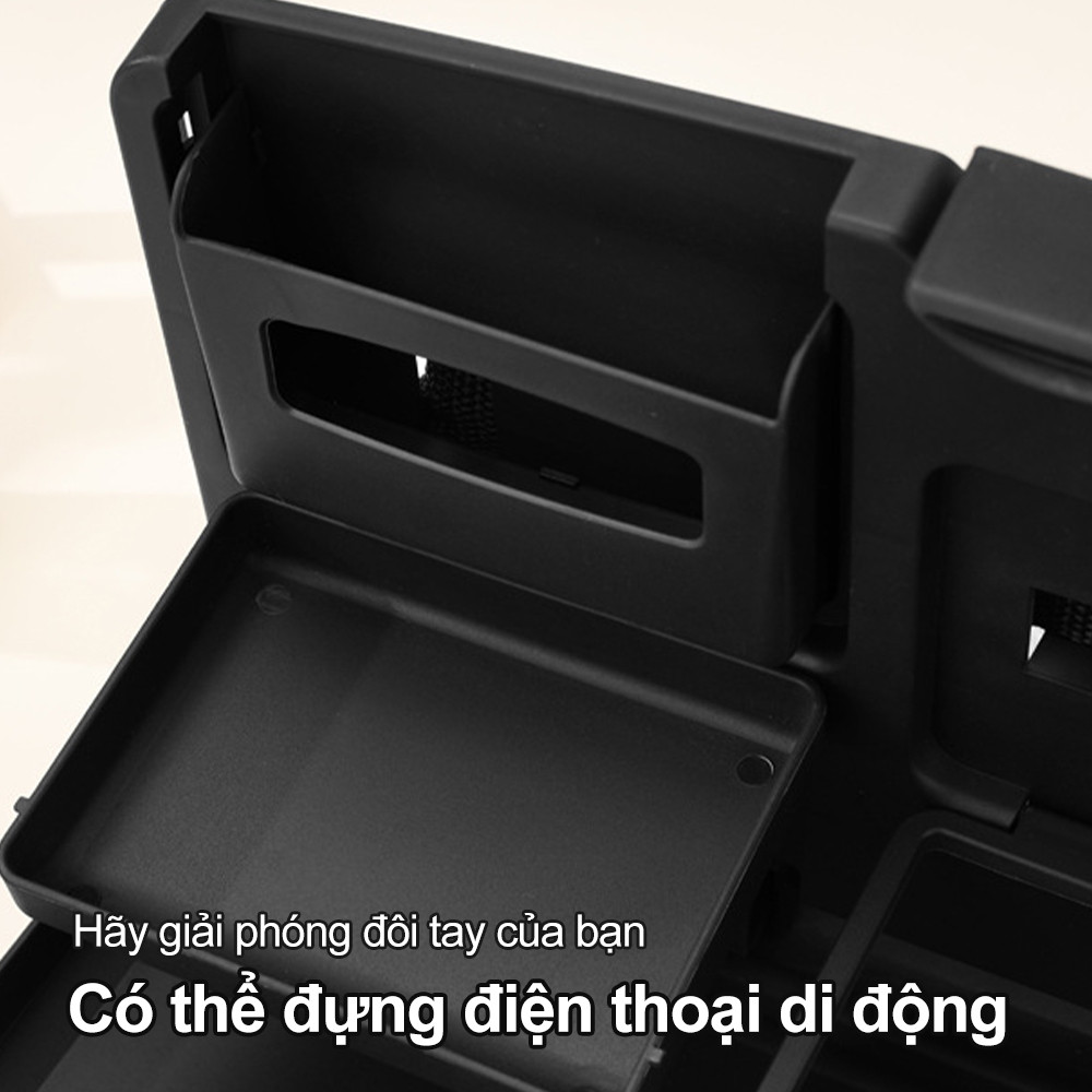 Bàn ăn ô tô gấp gọn treo lưng ghế đa năng, khay đựng đồ kèm giá đỡ điện thoại thiết kế tiện lợi gọn nhẹ cho xe hơi