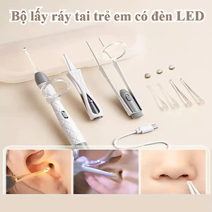 Bộ lấy ráy tai trẻ em có đèn LED - Đầu silicon mềm an toàn, thiết kế chống trượt