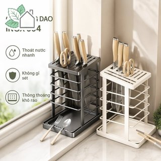 Giá đỡ dao bằng thép không gỉ Khay thoát nước rỉ sét Nhà bếp Quầy lưu trữ dao kéo