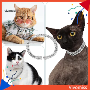 Vòng cổ chó dây chuyền Cuba lấp lánh bằng kim cương giả lấp lánh – Vòng cổ Bling rộng dành cho chó nhỏ vừa lớn – Phụ kiện trang sức thú cưng sành điệu dành cho thú cưng Đông Nam Vòng cổ thú cưng dễ thương