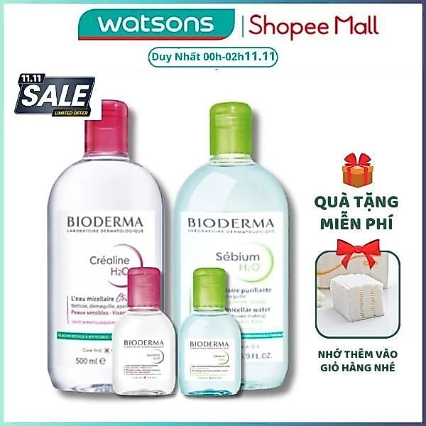 Nước Tẩy trang Bioderma Sensibio + Sebium H2O Sạch Sâu, Dịu Nhẹ Cho Da Nhạy Cảm, Da Dầu 100ml 500ml Eli Eli