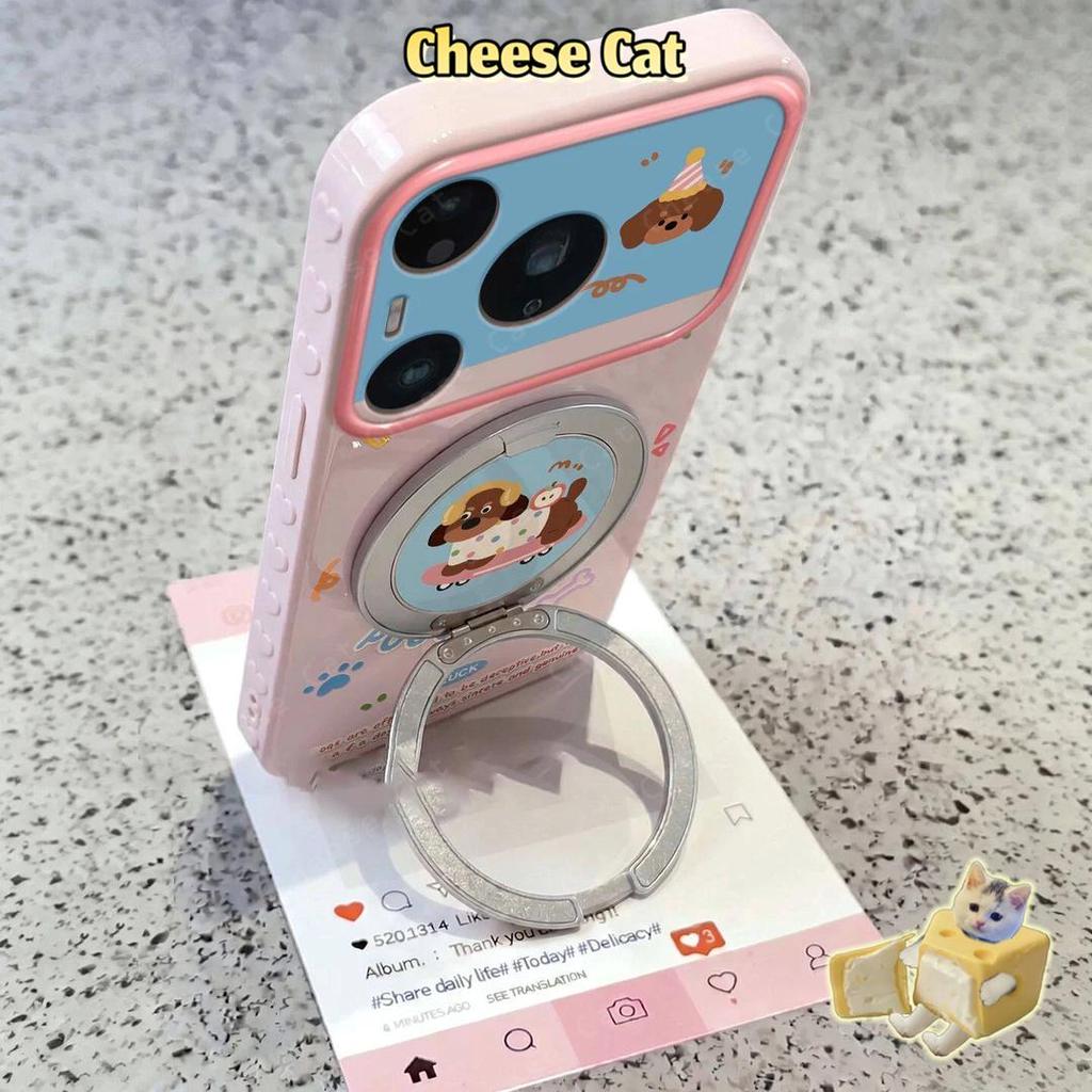 Hồng Ván Trượt Dachshund Xoay Chân Đế Kim Loại Ốp Lưng Điện Thoại iPhone 13 12 11 14 15 Plus 16 17 Pro Max 17 Air