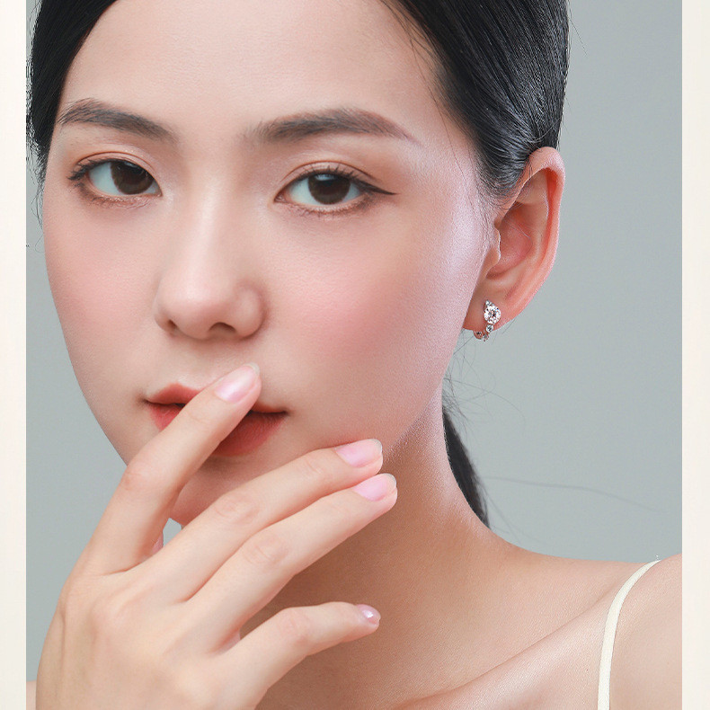 Bông tai siêu sáng bóng đơn giản và thanh lịch bằng bạc S925