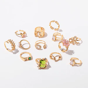 Nhẫn mở Zirconia có thể điều chỉnh - Dây buộc mạ vàng, Trang sức thanh lịch & chống mài mòn
